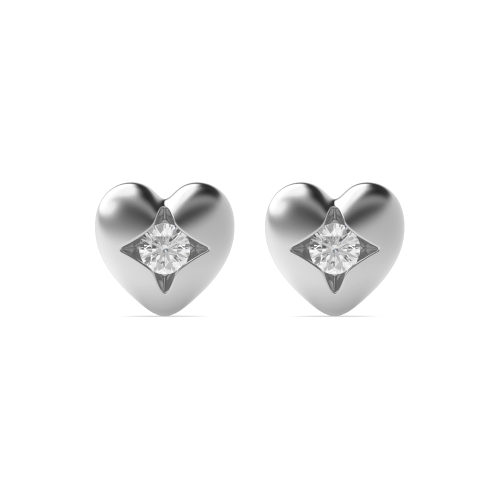 Channel Setting Round Silver Solid Designer Diamond Earrings