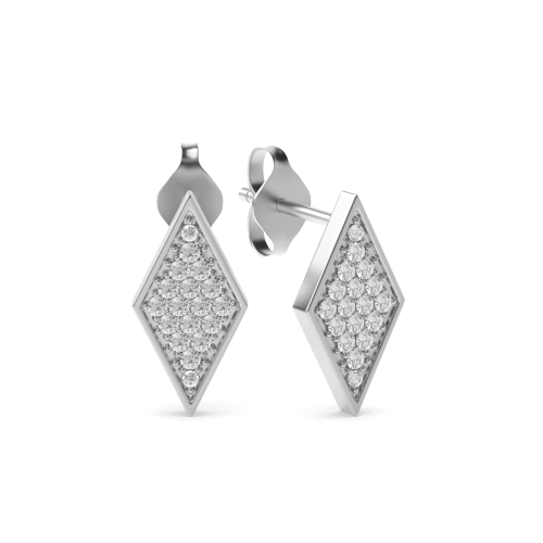 Pave Setting Round Silver Cornerstone Designer Diamond Earrings