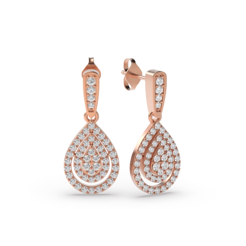 Pave Setting Round Rose Gold Paveclassic Diamond Earrings
