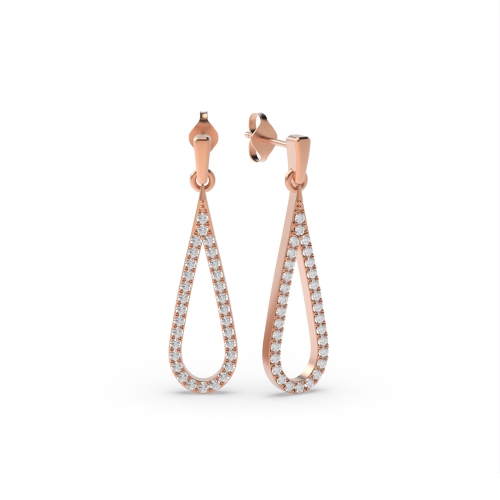 Pave Setting Round Rose Gold Paveorbit Diamond Earrings