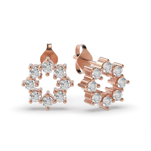 3 Prong Round Rose Gold Star Diamond Earrings