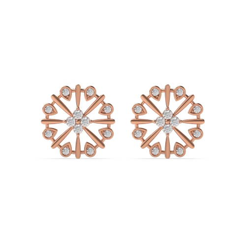 Bezel Setting Round Rose Gold Decorative Diamond Earrings