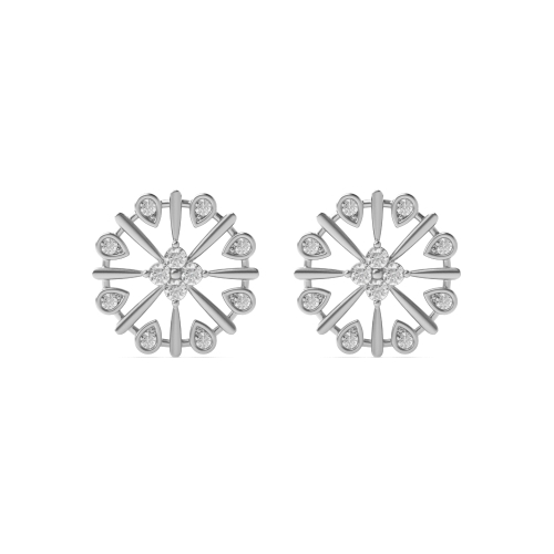 Bezel Setting Round Silver Decorative Designer Diamond Earrings