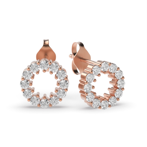 3 Prong Round Rose Gold Scriptcharm Diamond Earrings