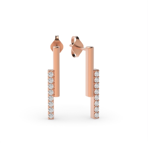 3 Prong Round Rose Gold Dualstone Stud Diamond Earrings
