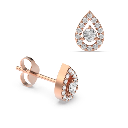 4 Prong Round Rose Gold Luminousorbit Diamond Earrings