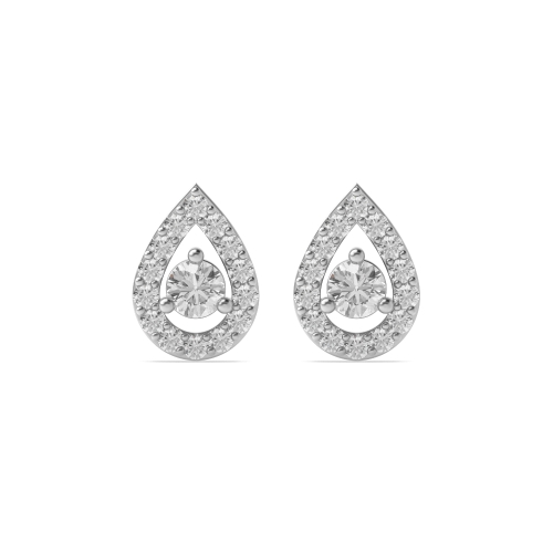 4 Prong Round Silver Luminousorbit Designer Diamond Earrings