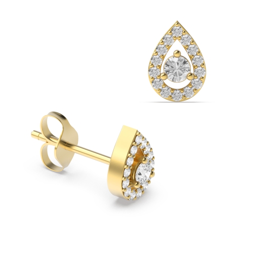 4 Prong Round Yellow Gold Luminousorbit Diamond Earrings