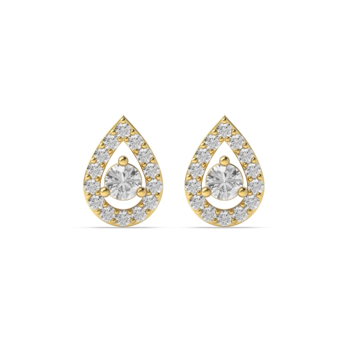 4 Prong Round Yellow Gold Luminousorbit Diamond Earrings