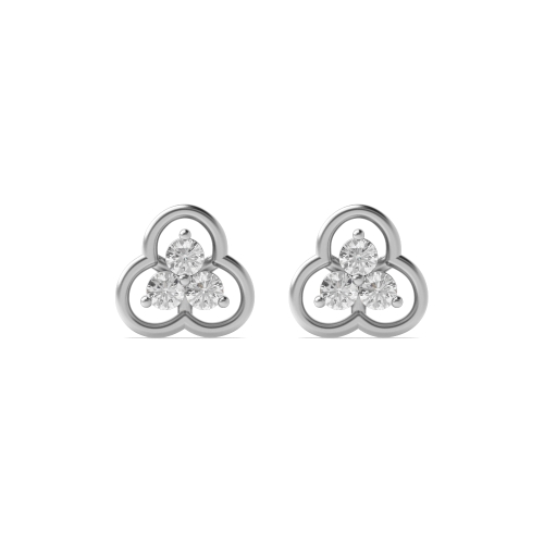 3 Prong Round Triple Stud Diamond Earrings