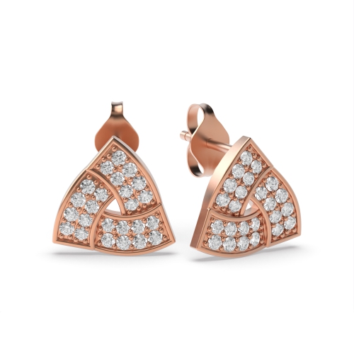 Pave Setting Round Rose Gold Modern chic Stud Diamond Earrings