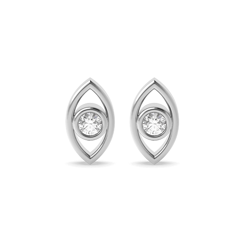 Bezel Setting Round Eye Stud Diamond Earrings