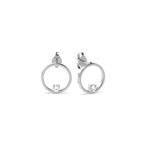 Bezel Setting Round Platinum Designer Diamond Earrings