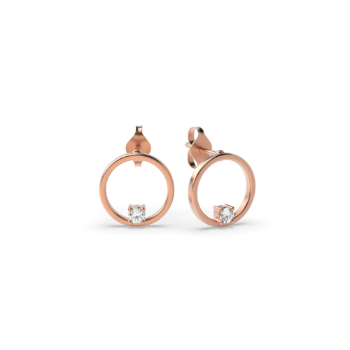 Bezel Setting Round Rose Gold Tiny Diamond Earrings