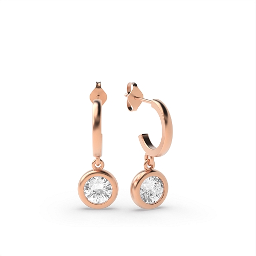 Bezel Setting Rose Gold Huggies Diamond Earrings