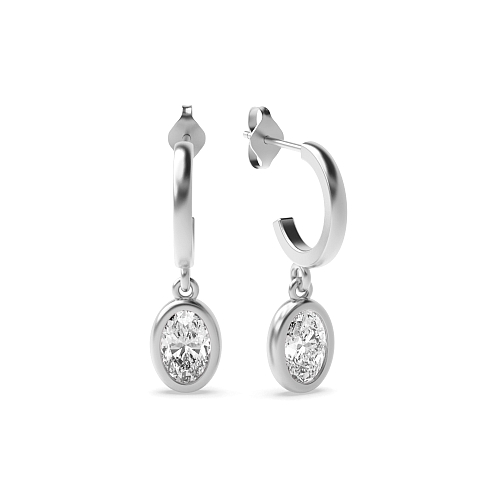 Bezel Setting Oval Huggies Diamond Earrings