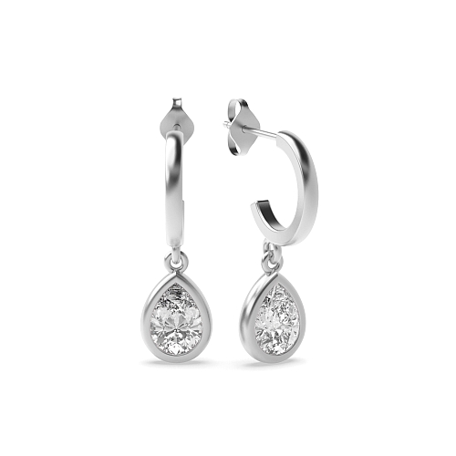 Prong Pear Huggies Diamond Earrings
