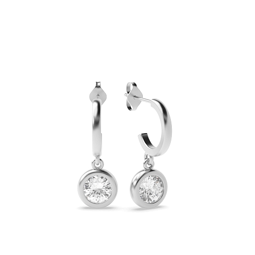 Bezel Setting Huggies Drop Earrings