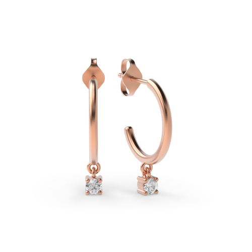 Buy 4 Prongs Round Shape Huggies Diamond Drop Earrings - Abelini