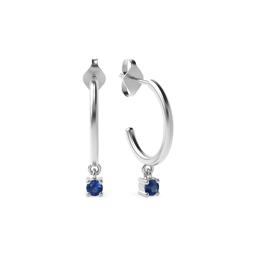 4 Prong Petite dangles Blue Sapphire Diamond Earrings