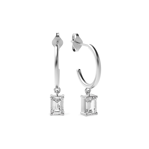 4 Prong Emerald Petite dangles Diamond Earrings