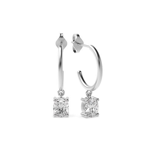 4 Prong Oval Petite dangles Diamond Earrings