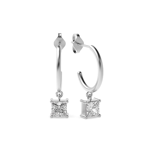 4 Prong Princess Petite dangles Diamond Earrings