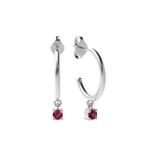 4 Prong Petite dangles Ruby Diamond Earrings