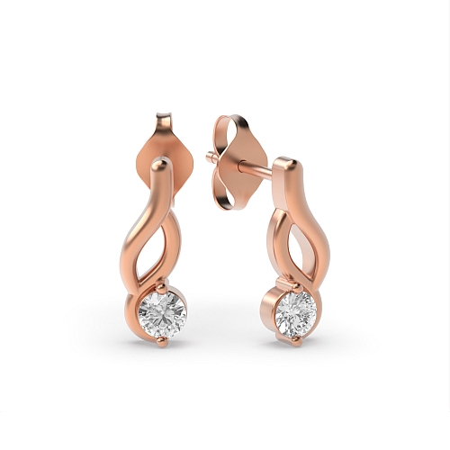 4 Prong Round Rose Gold Delicate Diamond Earrings