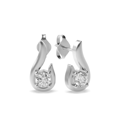 4 Prongs Round Shape Tiny Designer Diamond Stud Earrings (8.00mm X 4.20mm)
