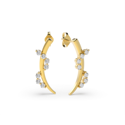 4 Prongs Round Shape Twisting Diamond Designer Earrings  (21.00mm X 7.00mm)