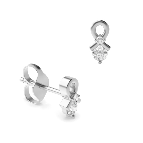 4 prongs round shape knot designer diamond stud earrings