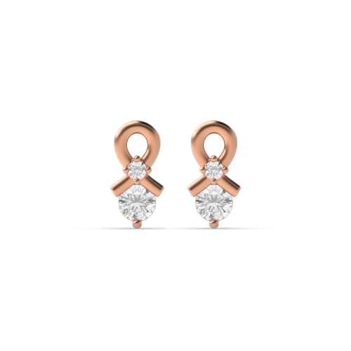 4 Prong Round Rose Gold Knot Diamond Earrings
