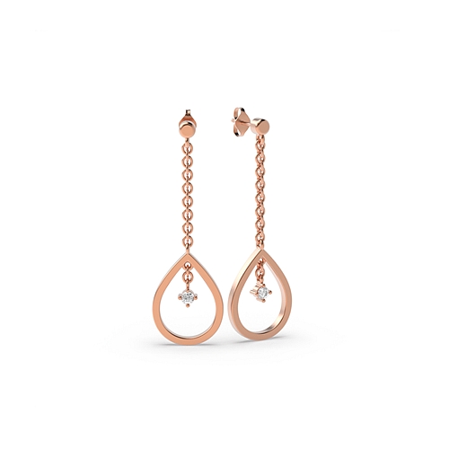 4 Prong Round Rose Gold Fashion Diamond Earrings