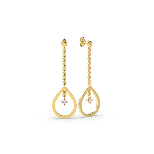 4 Prong Round Yellow Gold Fashion Diamond Earrings