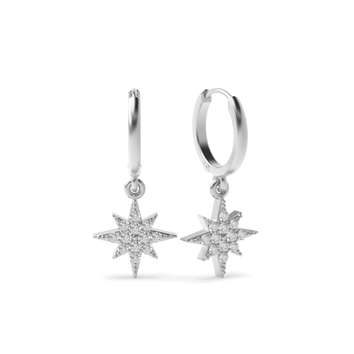 Pave Setting Round Star Drop Earrings