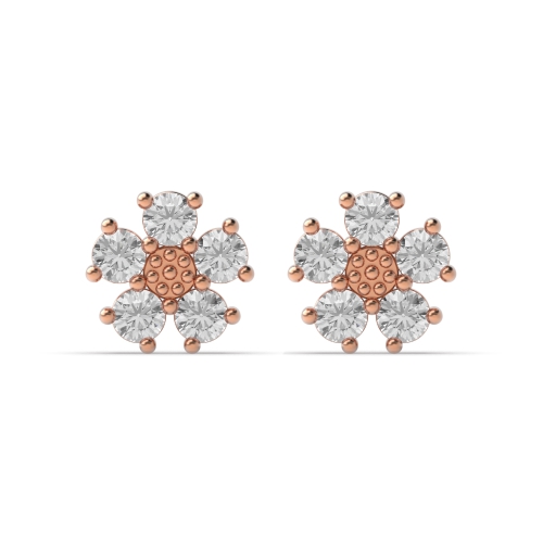 4 Prong Round Rose Gold Sparkle Diamond Earrings