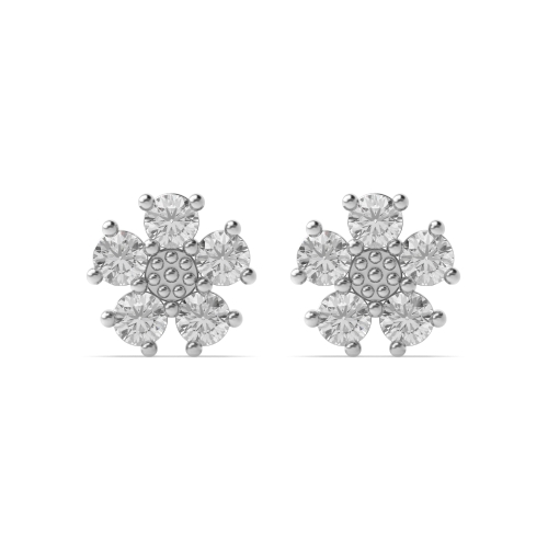 4 Prong Round White Gold Sparkle Diamond Earrings