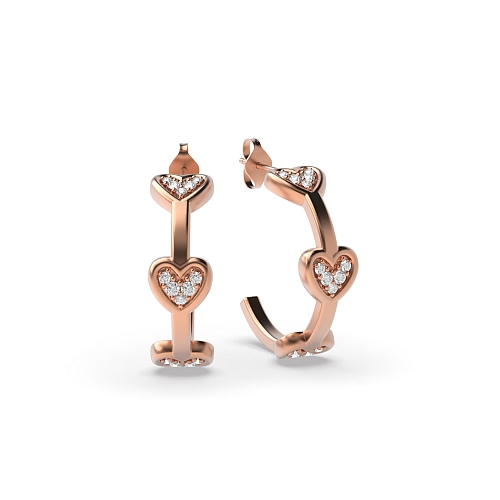 Pave Setting Round Rose Gold Dazzle Diamond Earrings