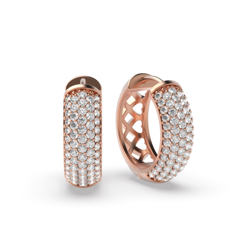 Pave Setting Round Rose Gold Contemporary Diamond Earrings