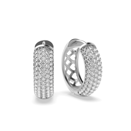 Pave Setting Round Contemporary Hoop Diamond Earrings