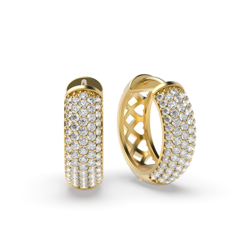 Pave Setting Round Yellow Gold Contemporary Diamond Earrings
