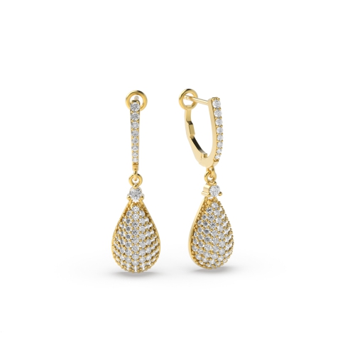 Pave Setting Round Cut Diamond Earrings For Women | Abelini