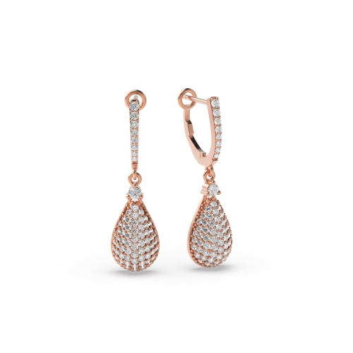 Pave Setting Round Rose Gold Glimmerorbit Diamond Earrings