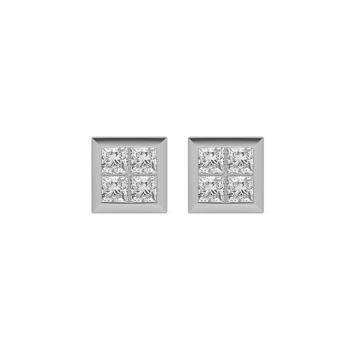 Channel Setting Princess Squared Lab Grown Diamond Earrings