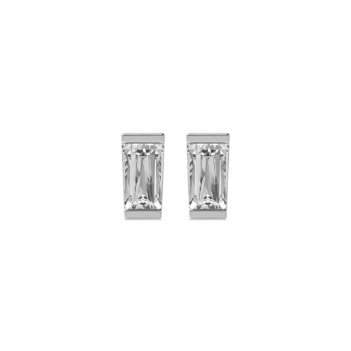 Channel Setting Baguette Platinum Bar Stud Diamond Earrings