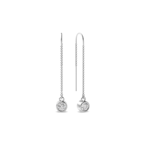 Bezel Setting Round Drop Earrings