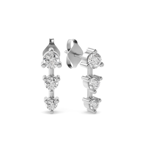 Purchase 3 Prong Setting Round Diamond Earrings - Abelini