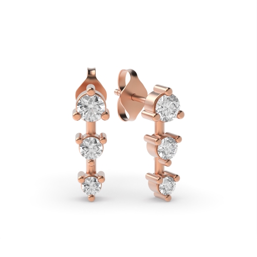 3 Prong Round Rose Gold Radiance orbit Diamond Earrings