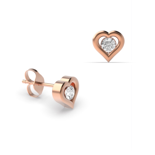 Buy Heart Shape Round Cut Diamond Stud Earrings - Abelini